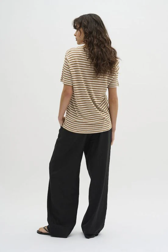 My Essential Wardrobe LisaMW Striped Tee Dijon Striped Brown - Image 4
