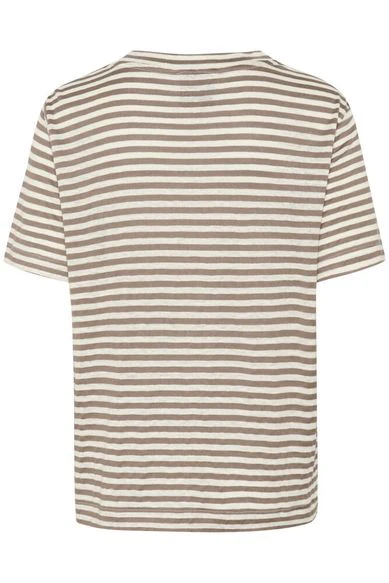 My Essential Wardrobe LisaMW Striped Tee Major Brown Striped Brown - Image 5