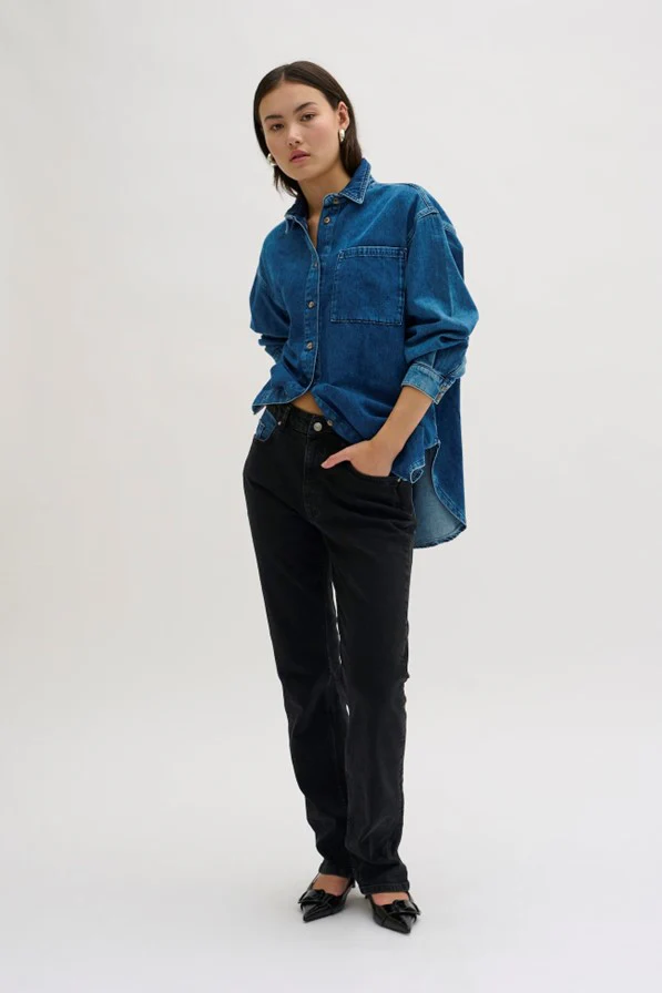 My Essential Wardrobe Stellamw Denim High Straight Dark Grey - Image 5