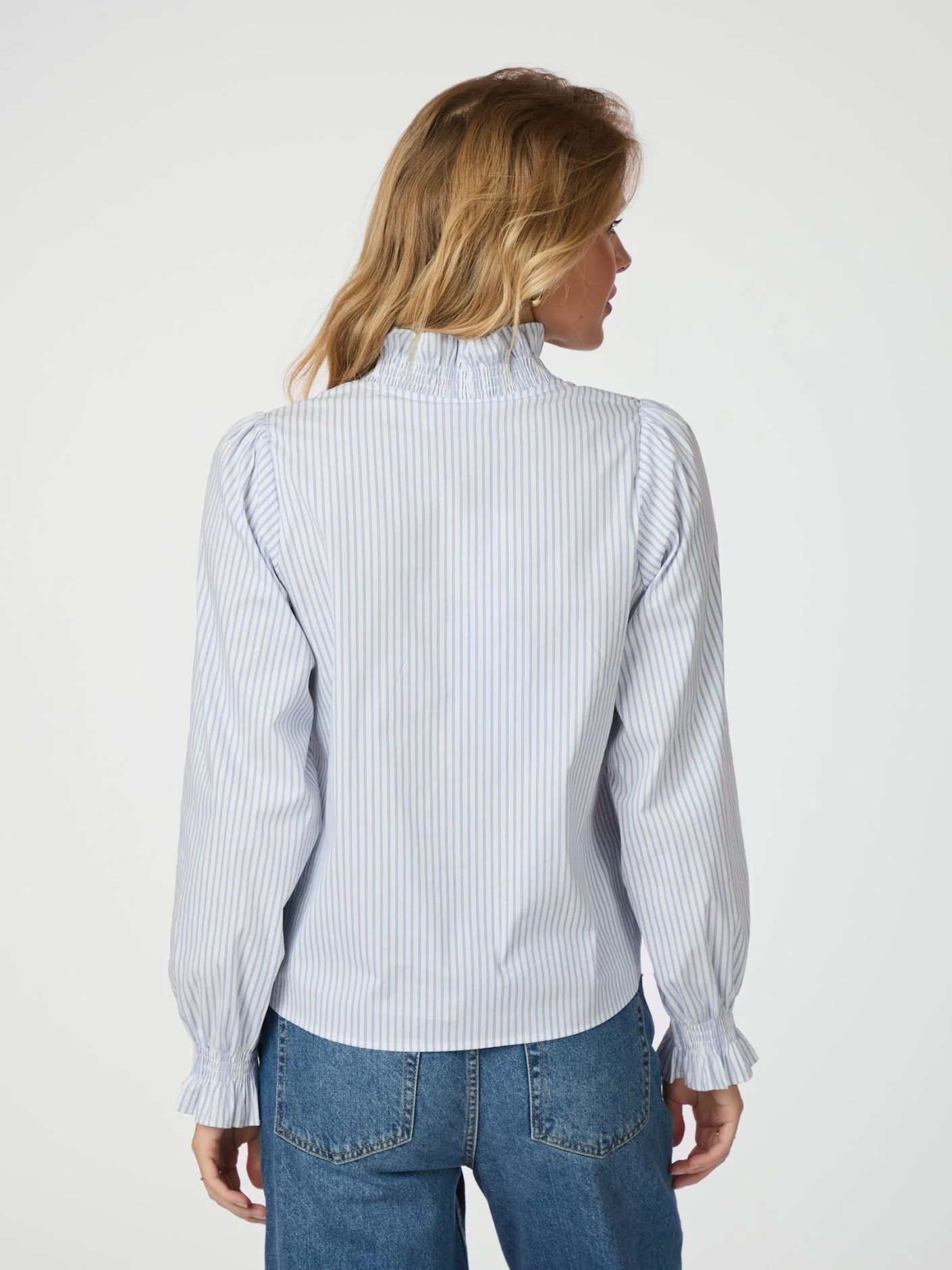 Neo Noir Brielle Stripe Shirt White Light Blue - Image 4