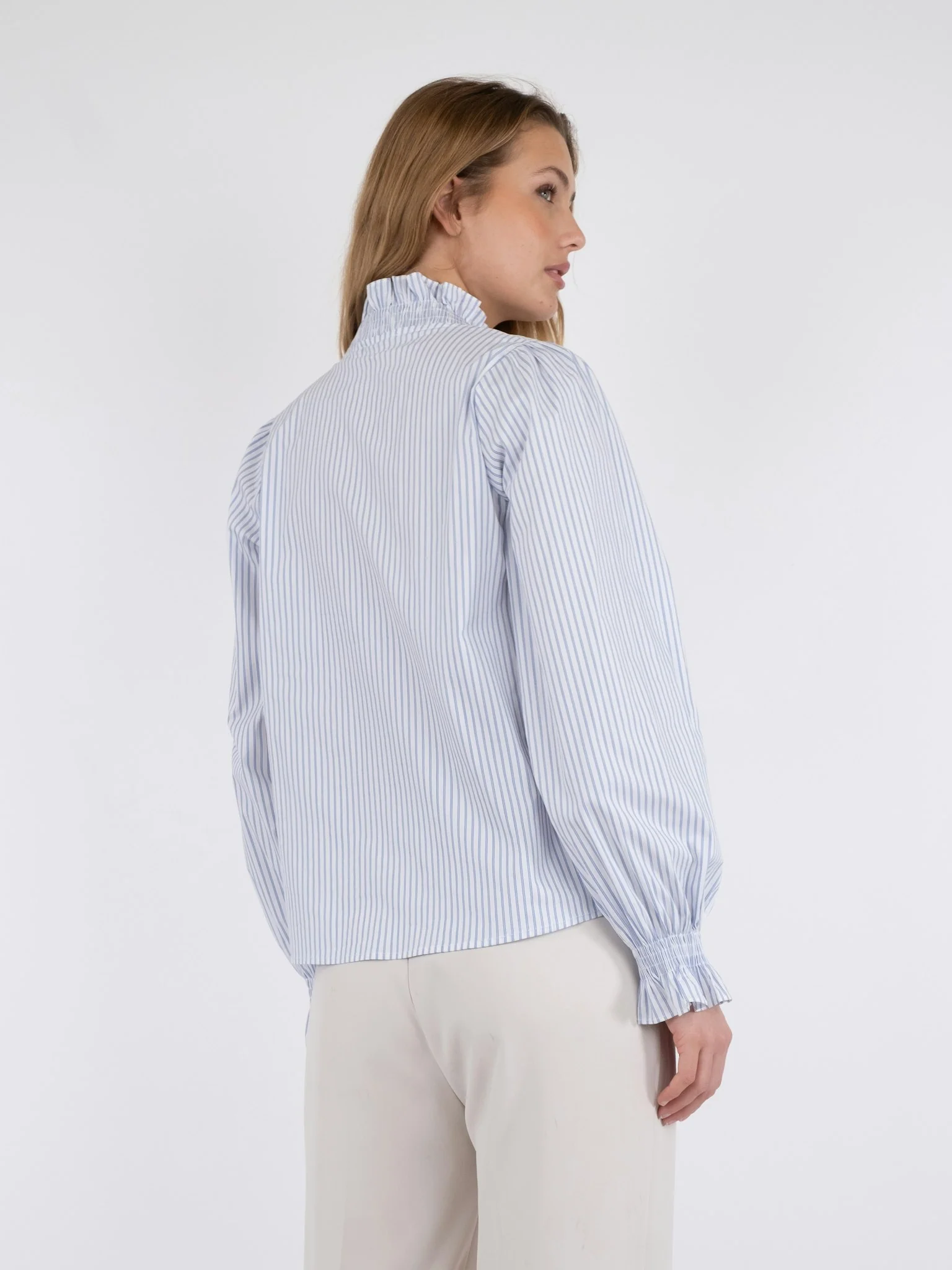 Neo Noir Brielle Stripe Shirt White Light Blue - Image 9