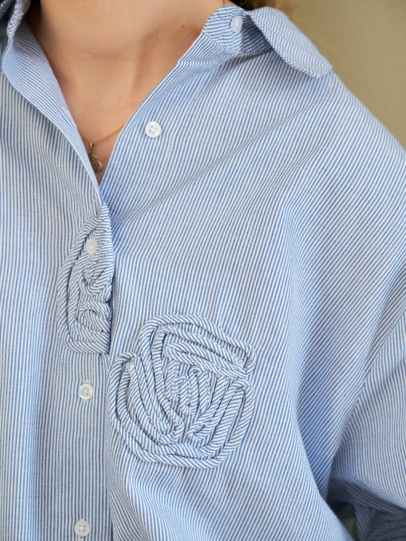 Neo Noir Dalma Dori Mini Stripe Shirt Blue - Image 4