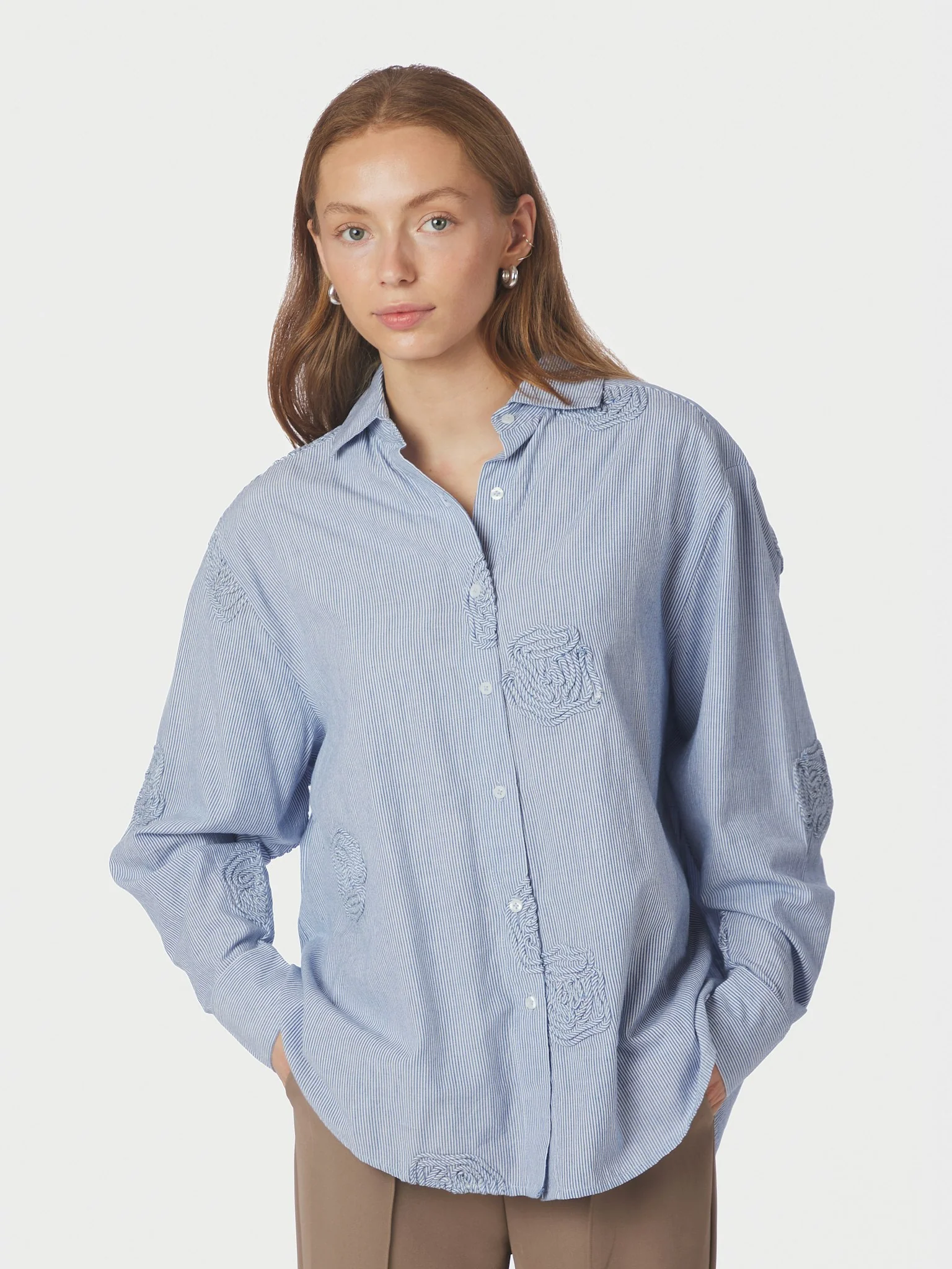 Neo Noir Dalma Dori Mini Stripe Shirt Blue - Image 6