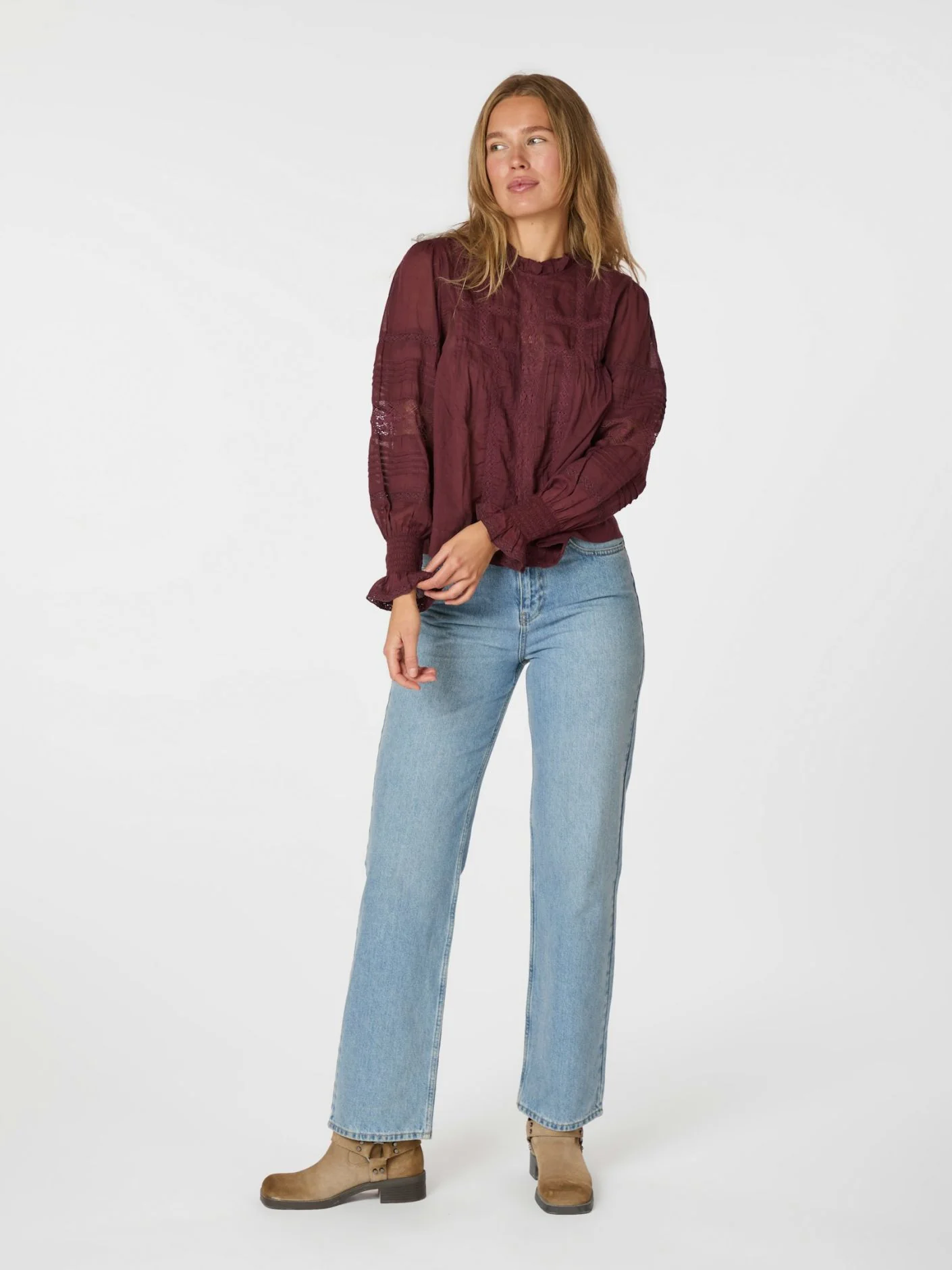 Neo Noir Ebba S voile bluse burgundy - Image 4