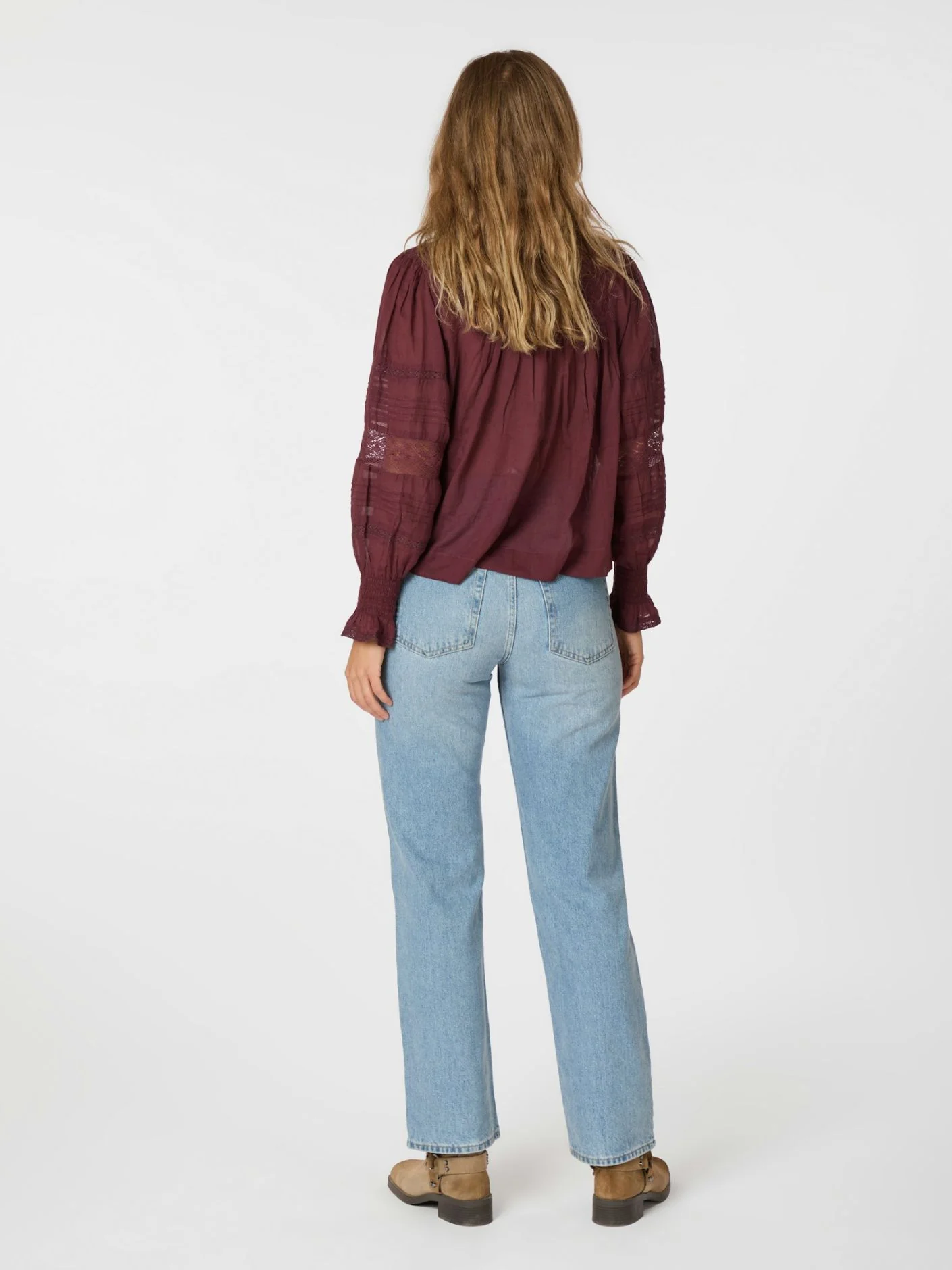 Neo Noir Ebba S voile bluse burgundy - Image 5