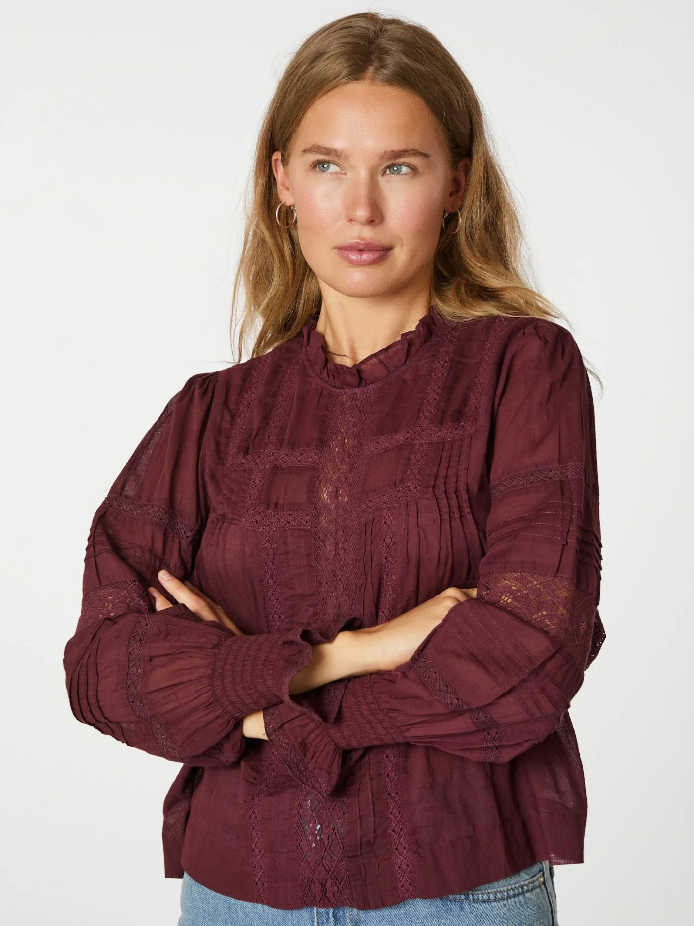 Neo Noir Ebba S voile bluse burgundy - Image 6