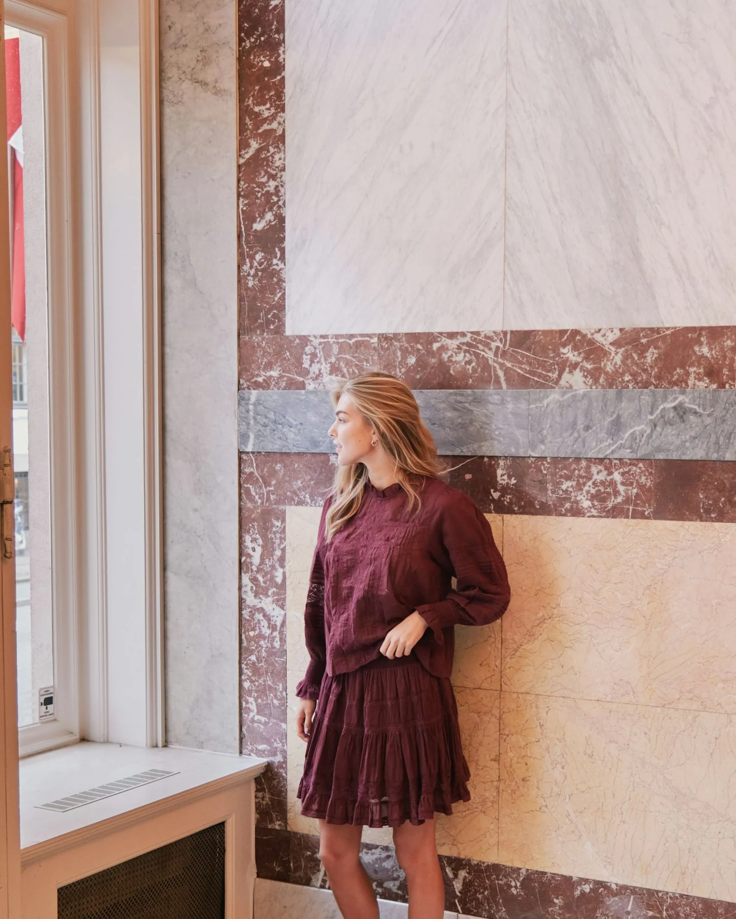 Neo Noir Ebba S voile bluse burgundy - Image 8