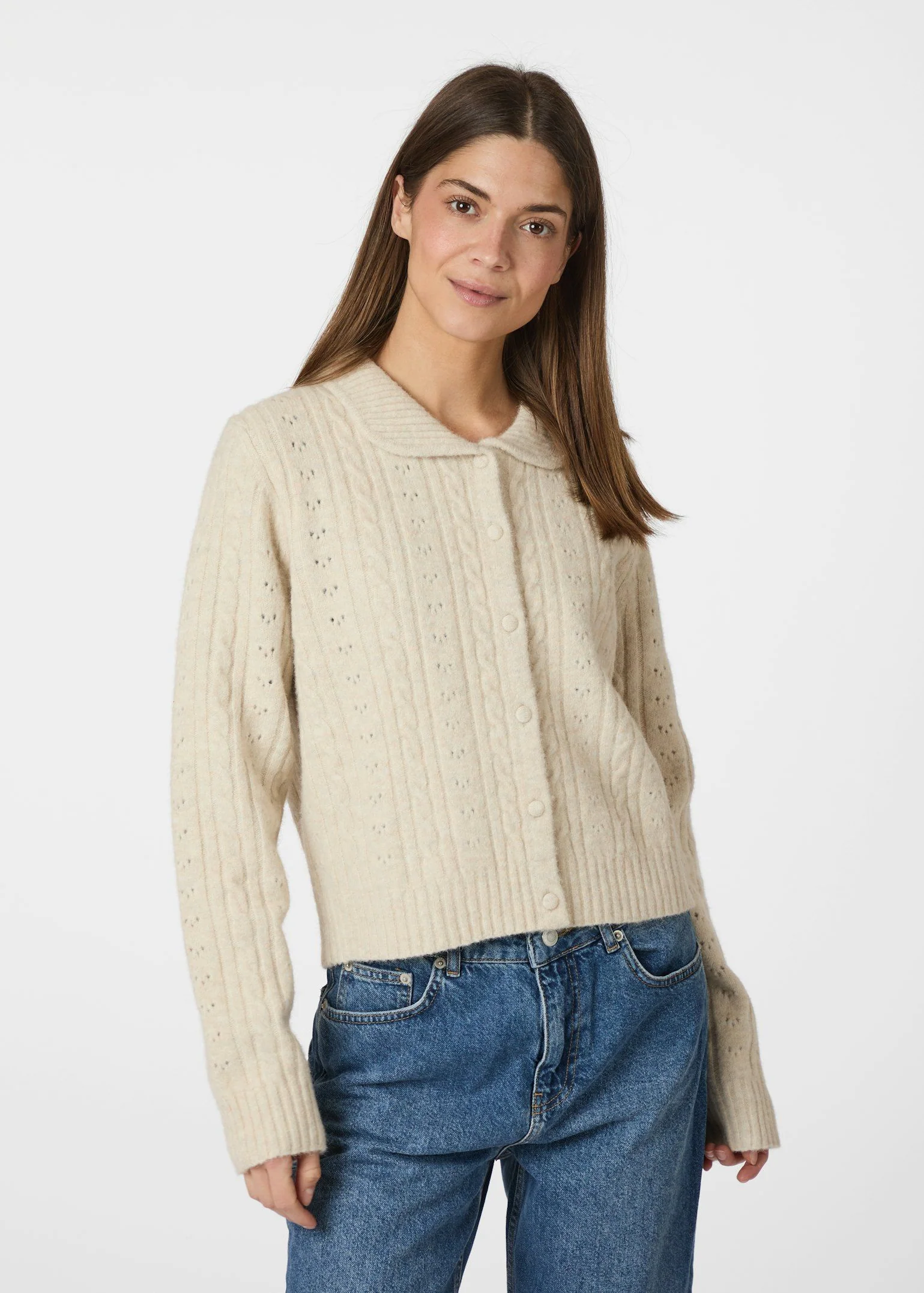 Neo Noir Emelie Cardigan Ivory - Image 6
