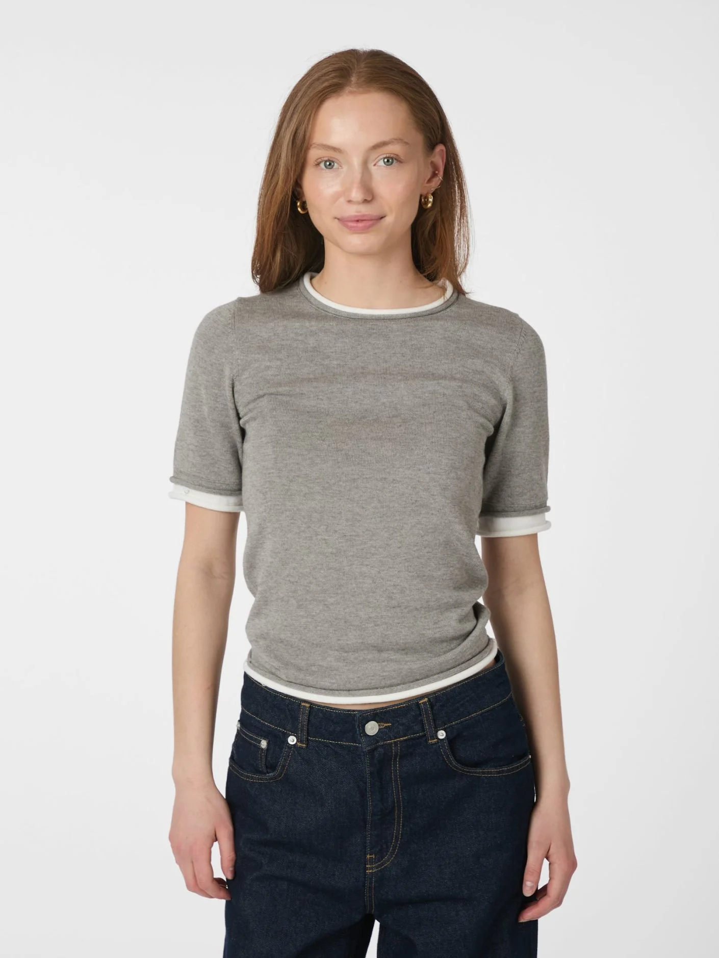 Neo Noir Fauna Double Knit Tee light grey melange - Image 4