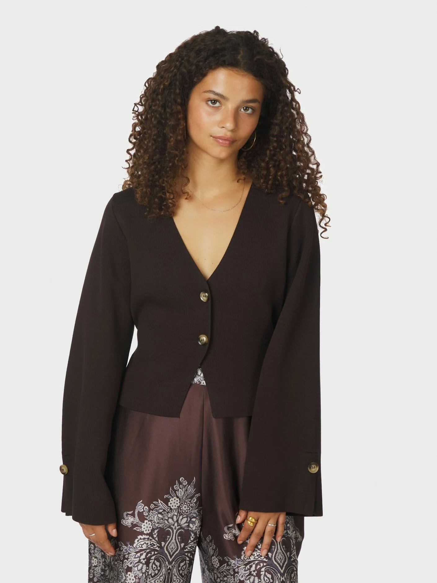 Neo Noir Fulvia Knit Blouse Dark Brown - Image 3