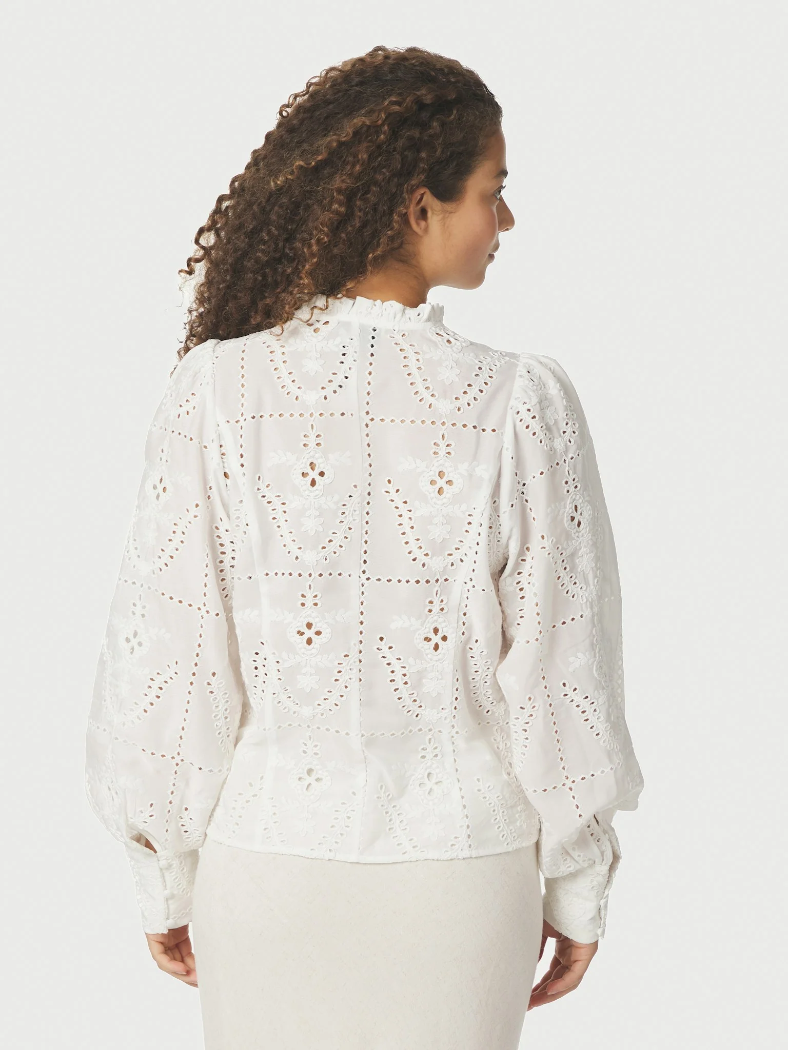 Neo Noir Gilda Embroidery Blouse White - Image 6