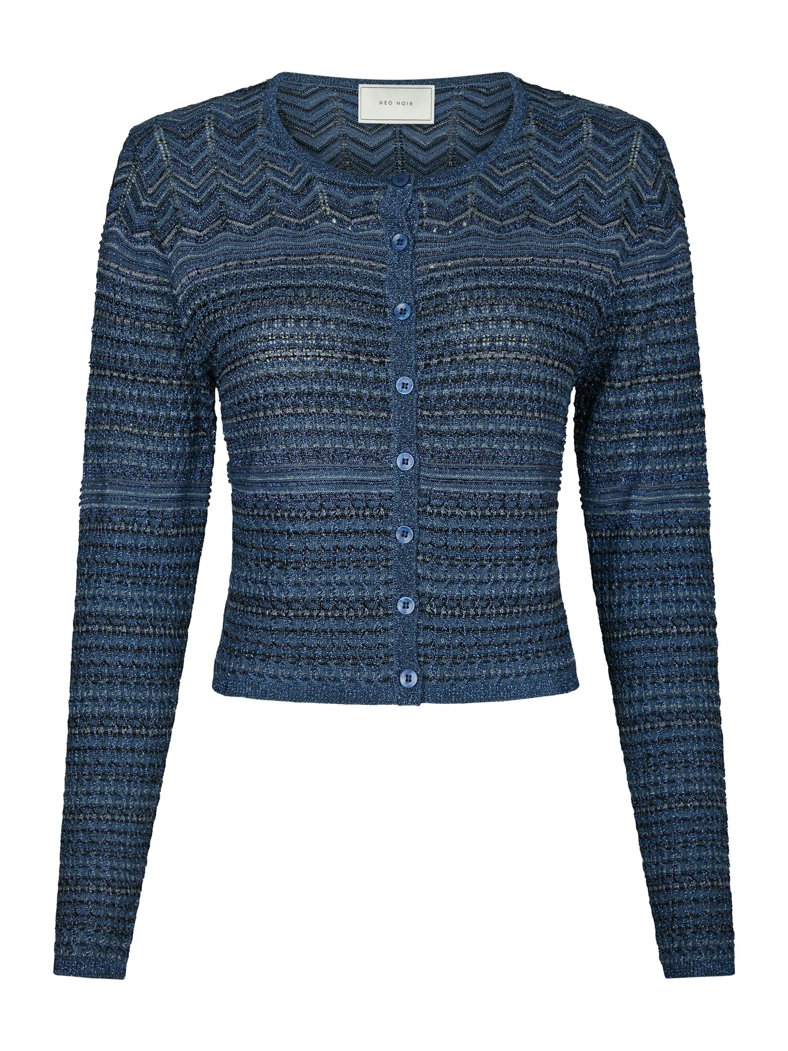 Neo Noir Gini Chevron Knit Cardigan Navy - Image 9