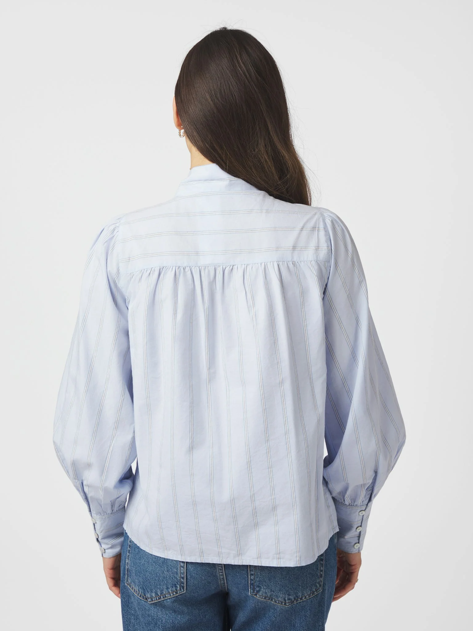 Neo Noir Jaz Bow Stripe Blouse Light Blue - Image 4