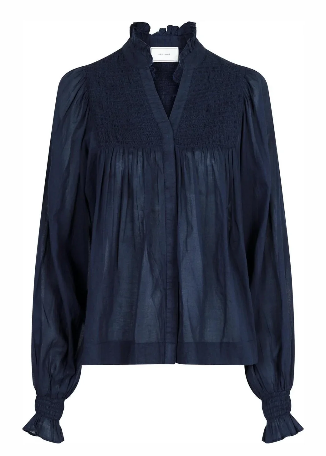 Neo Noir Jill S Voile Blouse Navy - Image 3