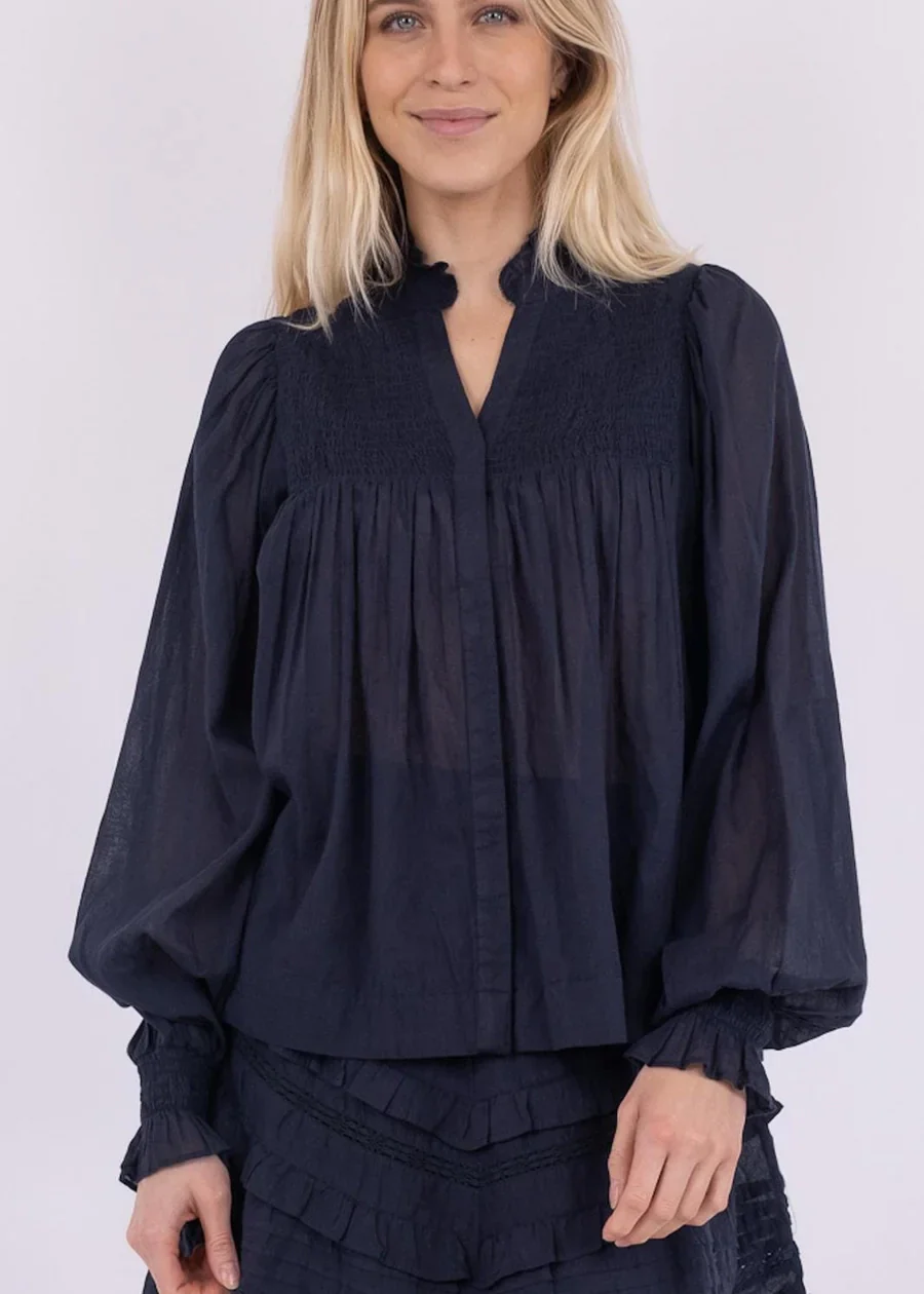 Neo Noir Jill S Voile Blouse Navy - Image 6