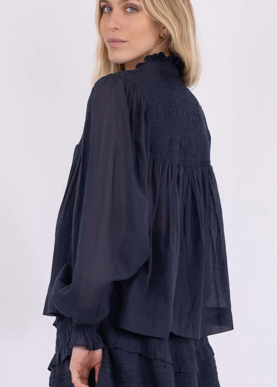 Neo Noir Jill S Voile Blouse Navy - Image 7