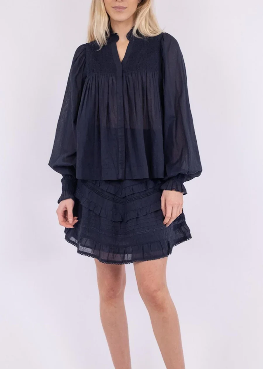 Neo Noir Jill S Voile Blouse Navy - Image 8