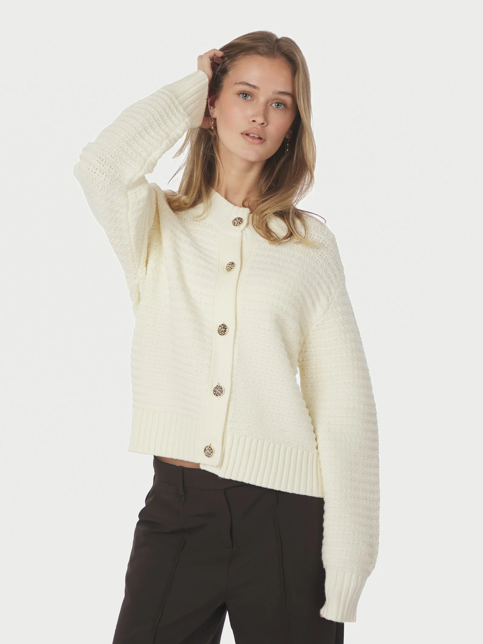 Neo Noir Kamilli Knit Cardigan Creme - Image 6