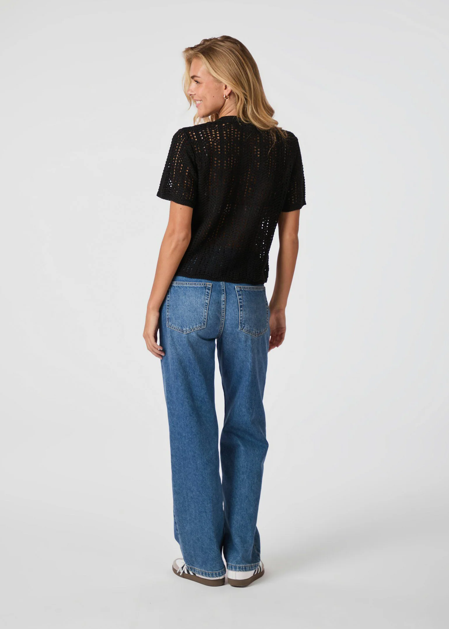 Neo Noir Ellen Crochet Knit Cardigan black - Image 7
