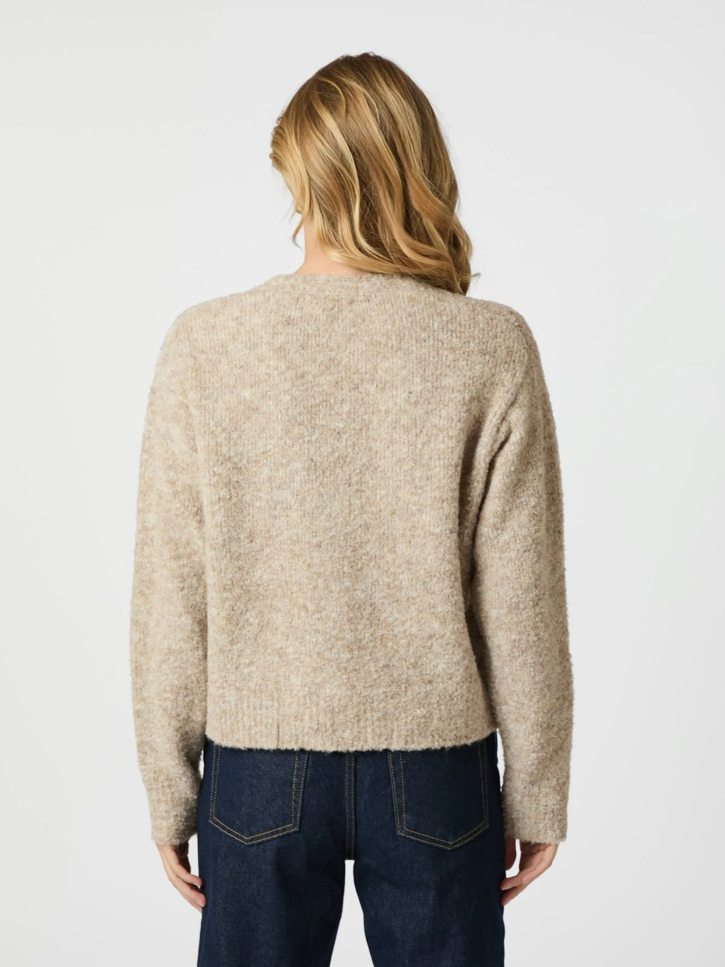 Neo Noir Lavanda Boucle Knit Cardigan dark sand - Image 8