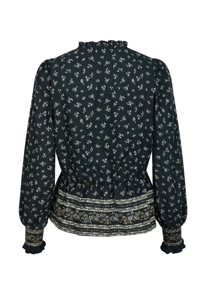 Neo Noir Ora Mini Border Blouse navy camel - Image 9