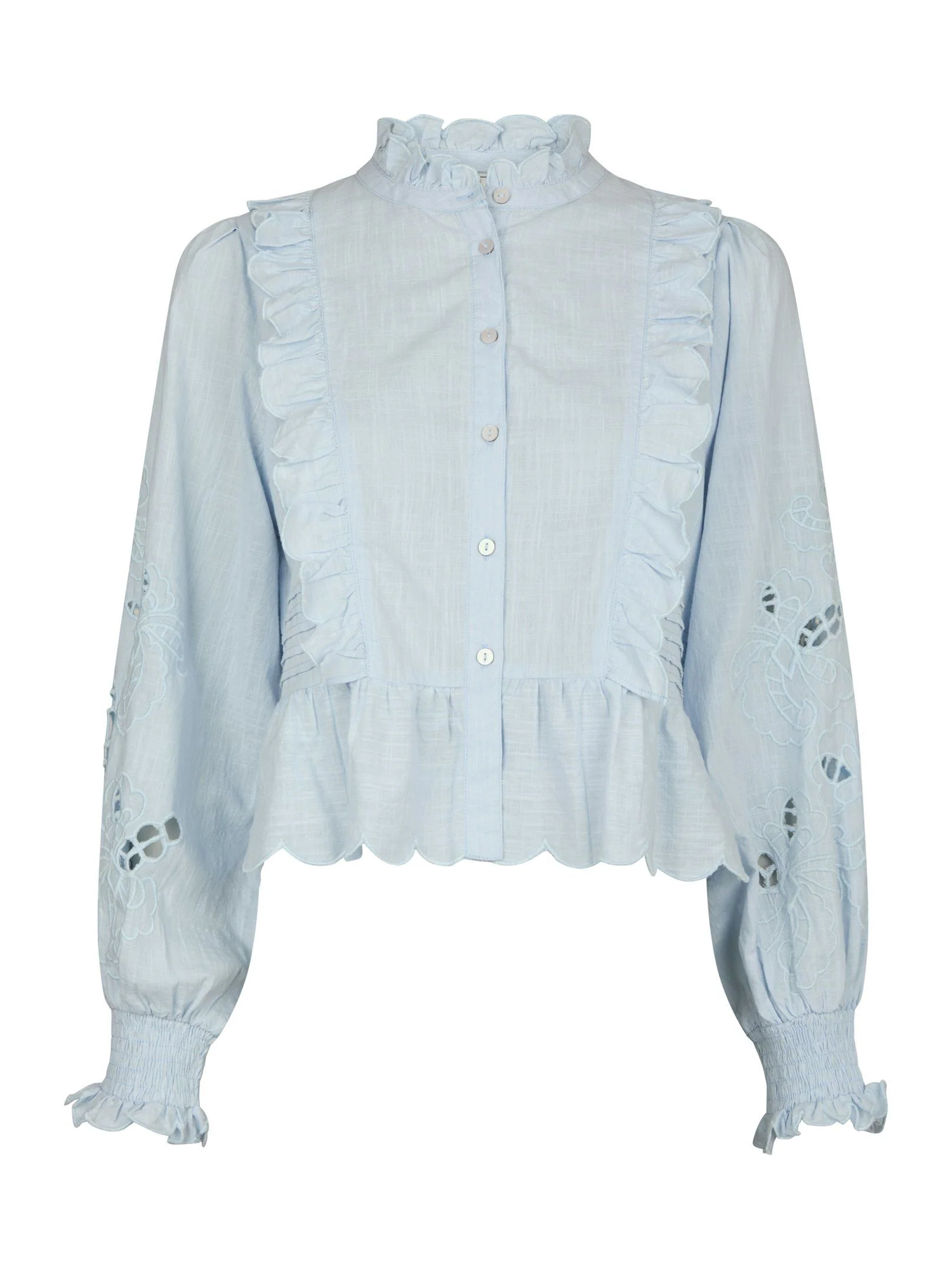 Pre-order uge 19. Neo Noir Petrine Embroidery Blouse Light blue - Image 3
