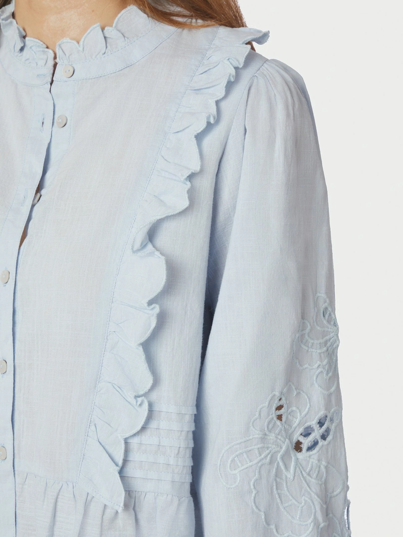 Pre-order uge 19. Neo Noir Petrine Embroidery Blouse Light blue - Image 7