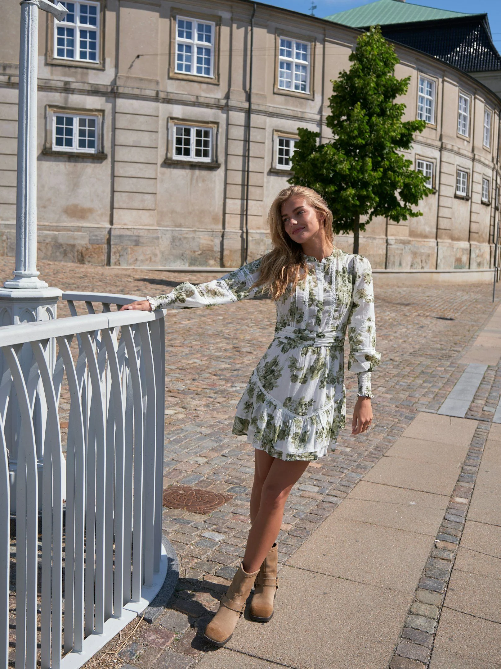 Neo Noir Roberta Flower Flow Dress Sage Green - Image 5
