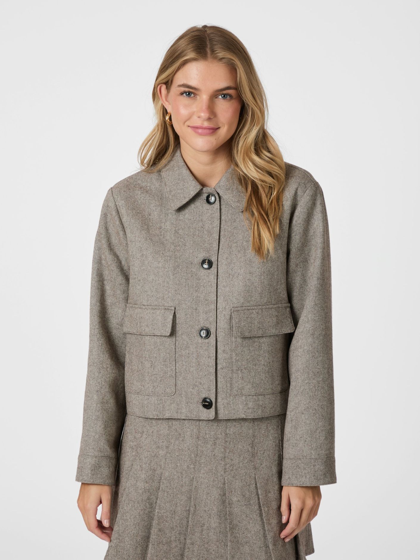 Neo Noir Romana Herringbone Jacket dusty brown - Image 4