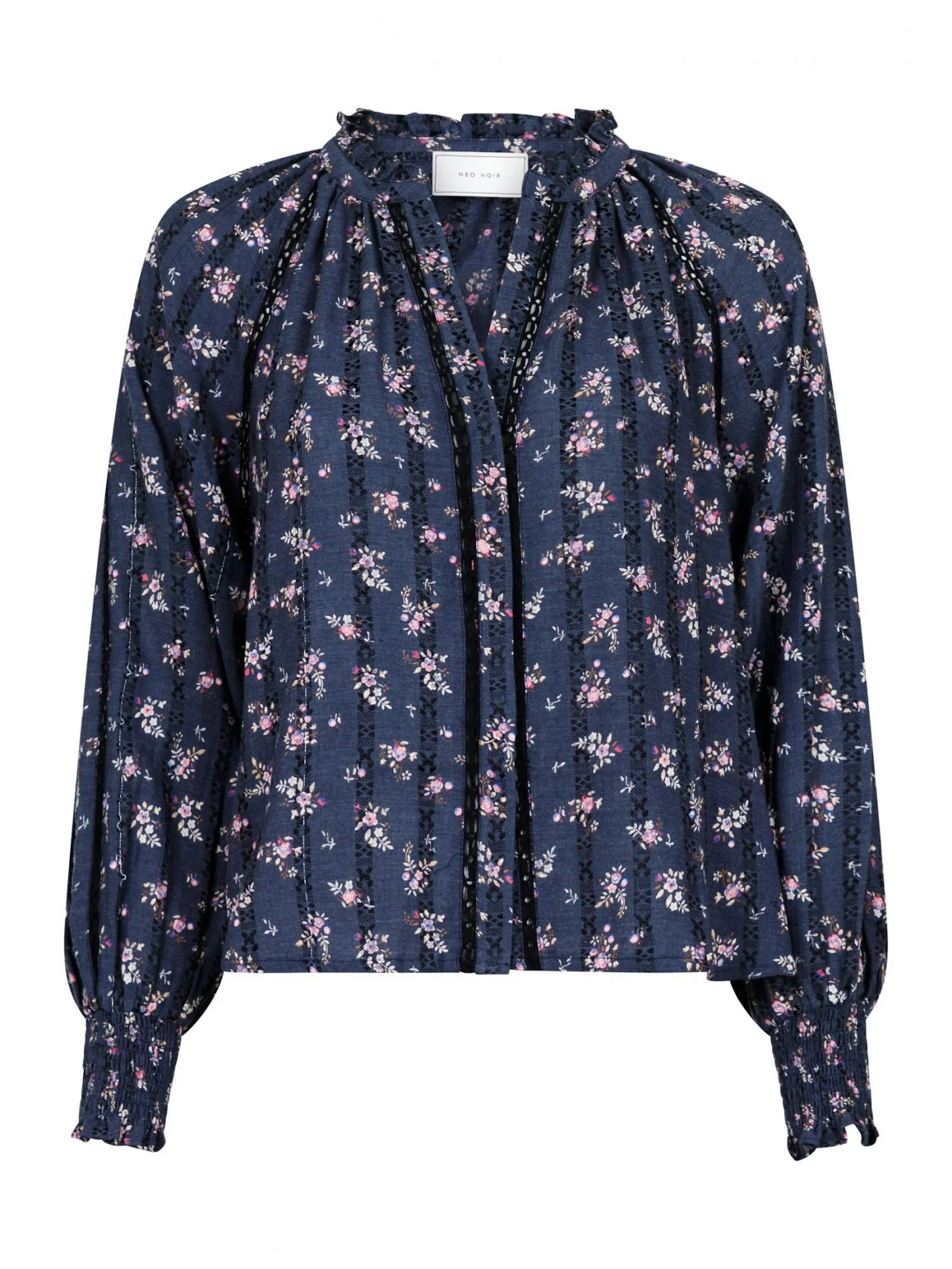 Neo Noir Stimma Delicate Flower Bluse dusty navy - Image 4