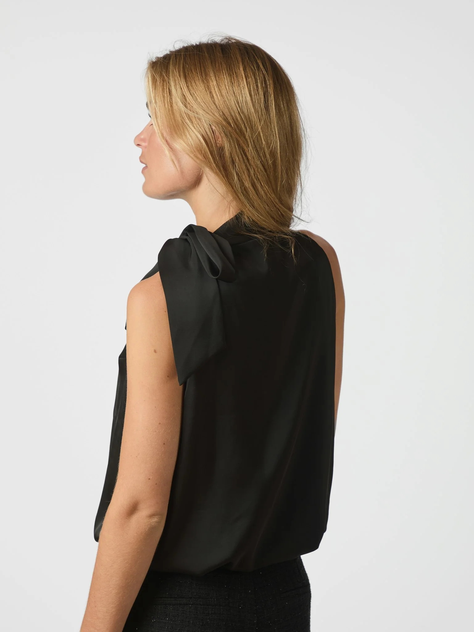 Neo Noir Veda Drapy Satin Top Black - Image 4