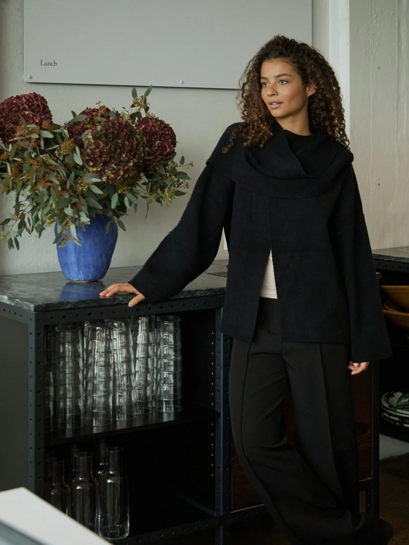 Neo Noir Wals Knit Scarf Blouse Black - Image 2