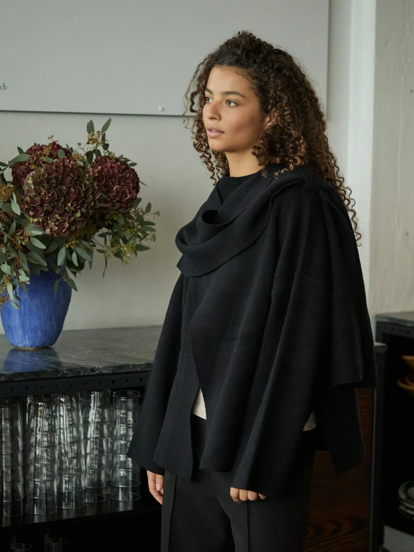 Neo Noir Wals Knit Scarf Blouse Black - Image 3