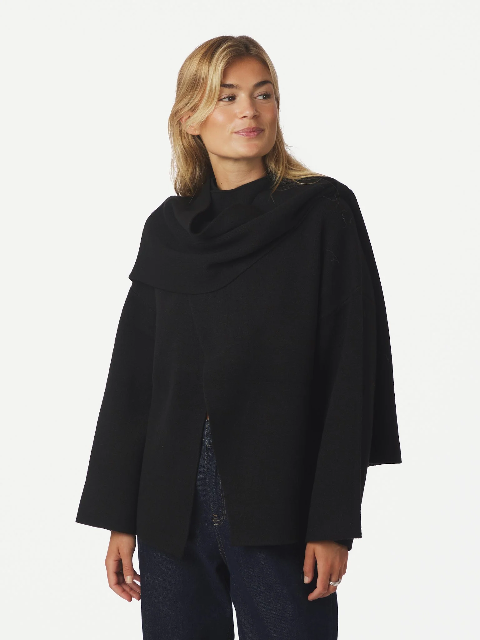 Neo Noir Wals Knit Scarf Blouse Black - Image 5