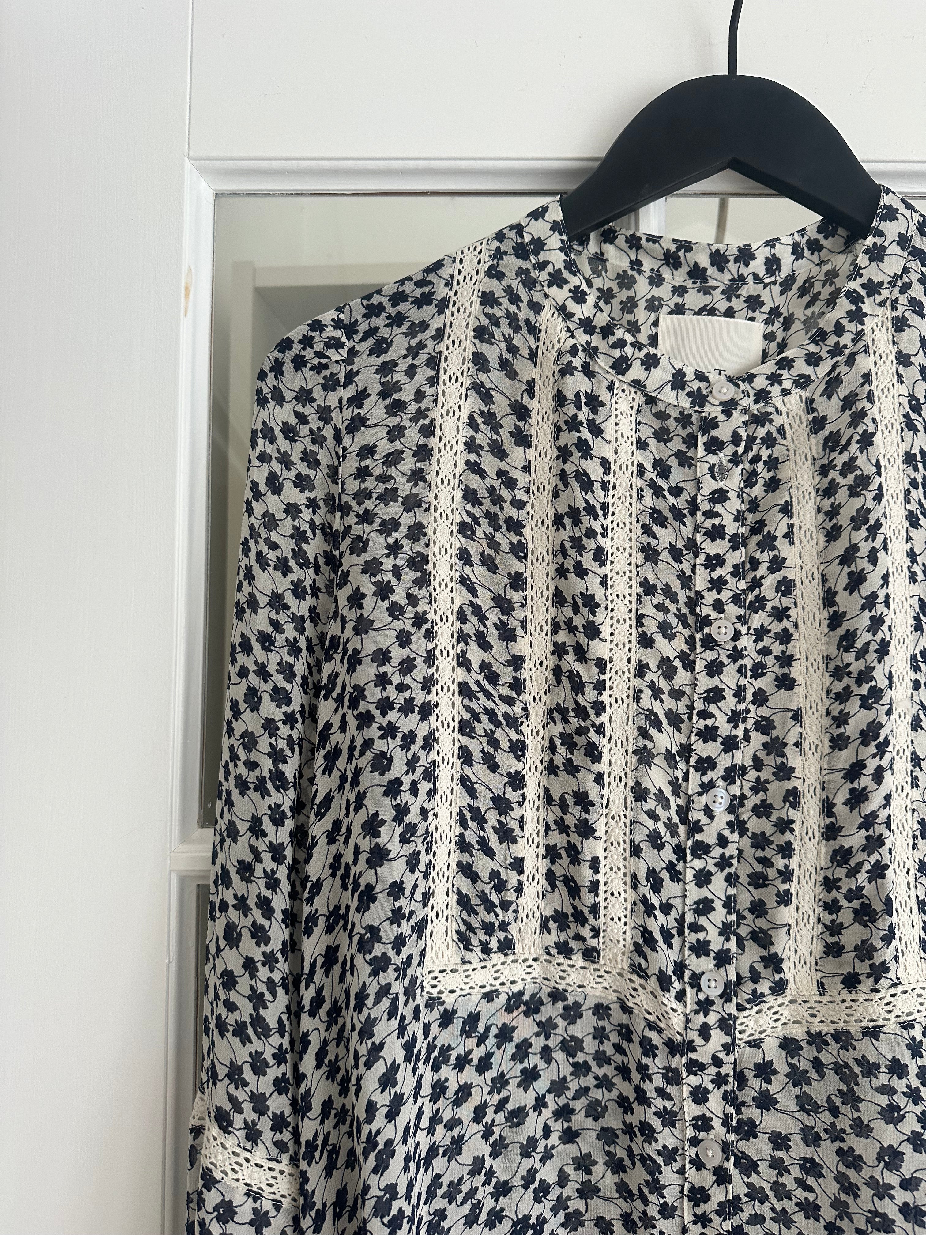 Part Two NesmaPW Shirt Navy Mini Grid Flower - Image 2