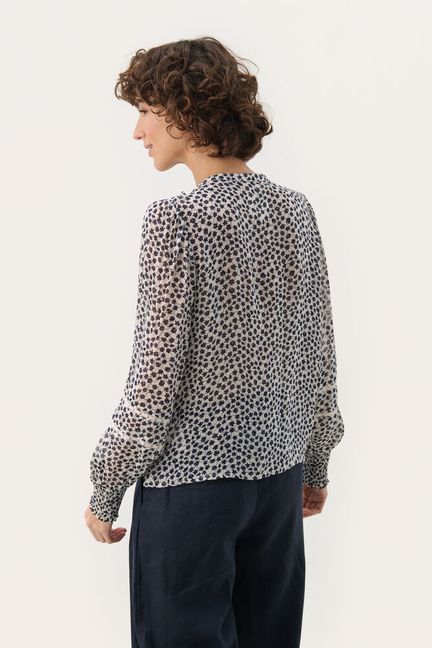 Part Two NesmaPW Shirt Navy Mini Grid Flower - Image 7