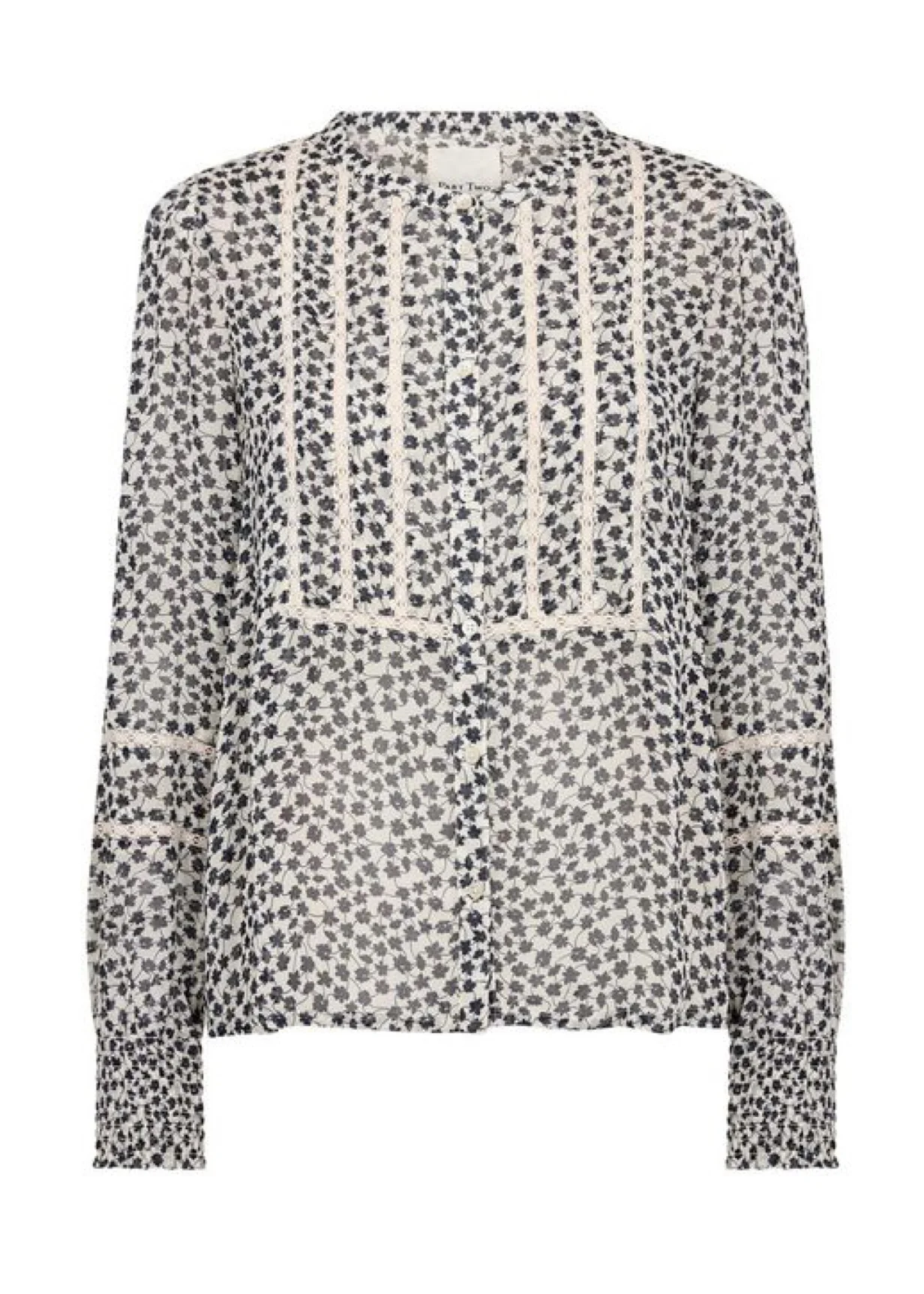 Part Two NesmaPW Shirt Navy Mini Grid Flower - Image 9