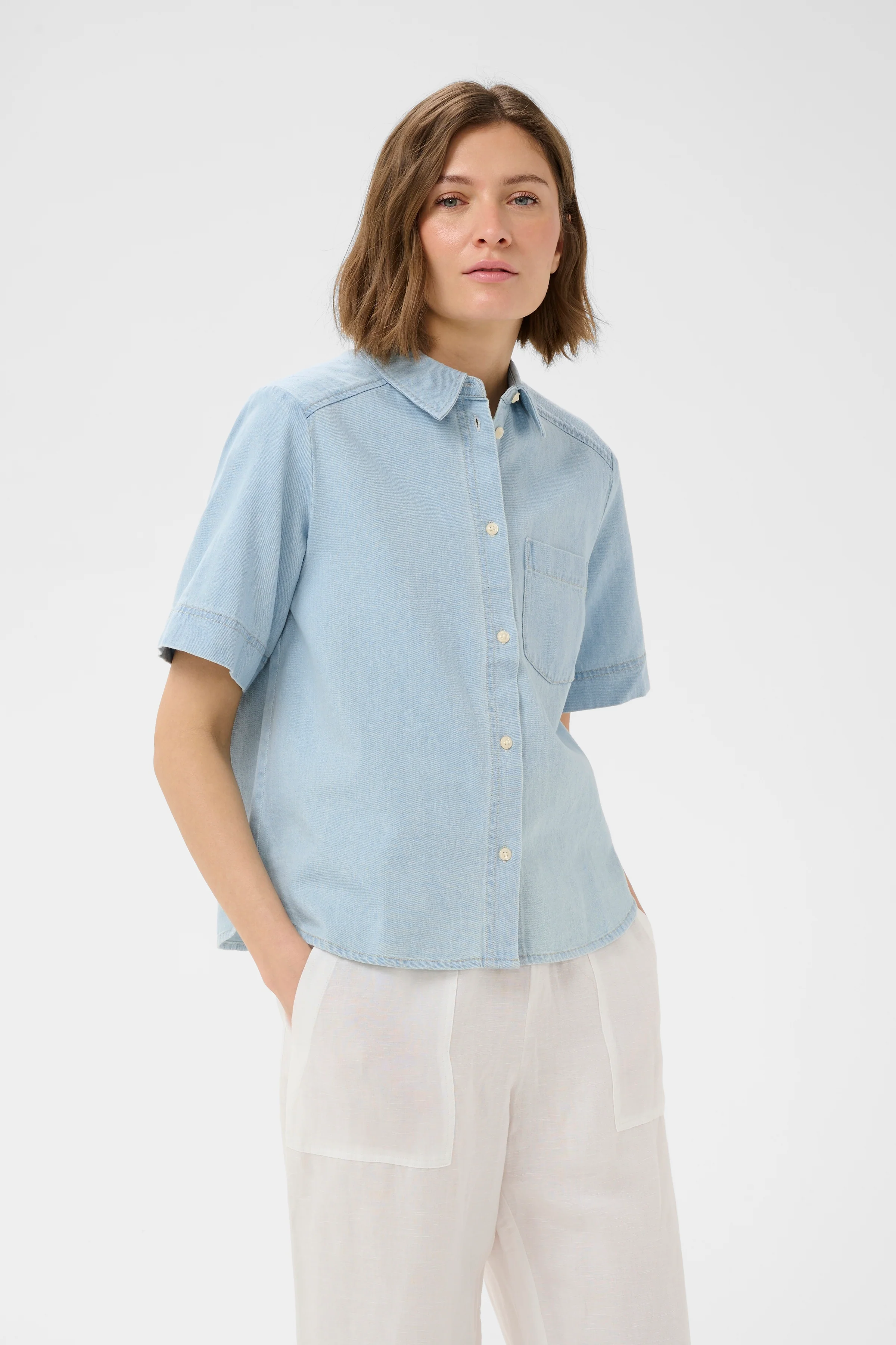 Part Two NiclaPW Shirt Whiteish Blue Denim - Image 2