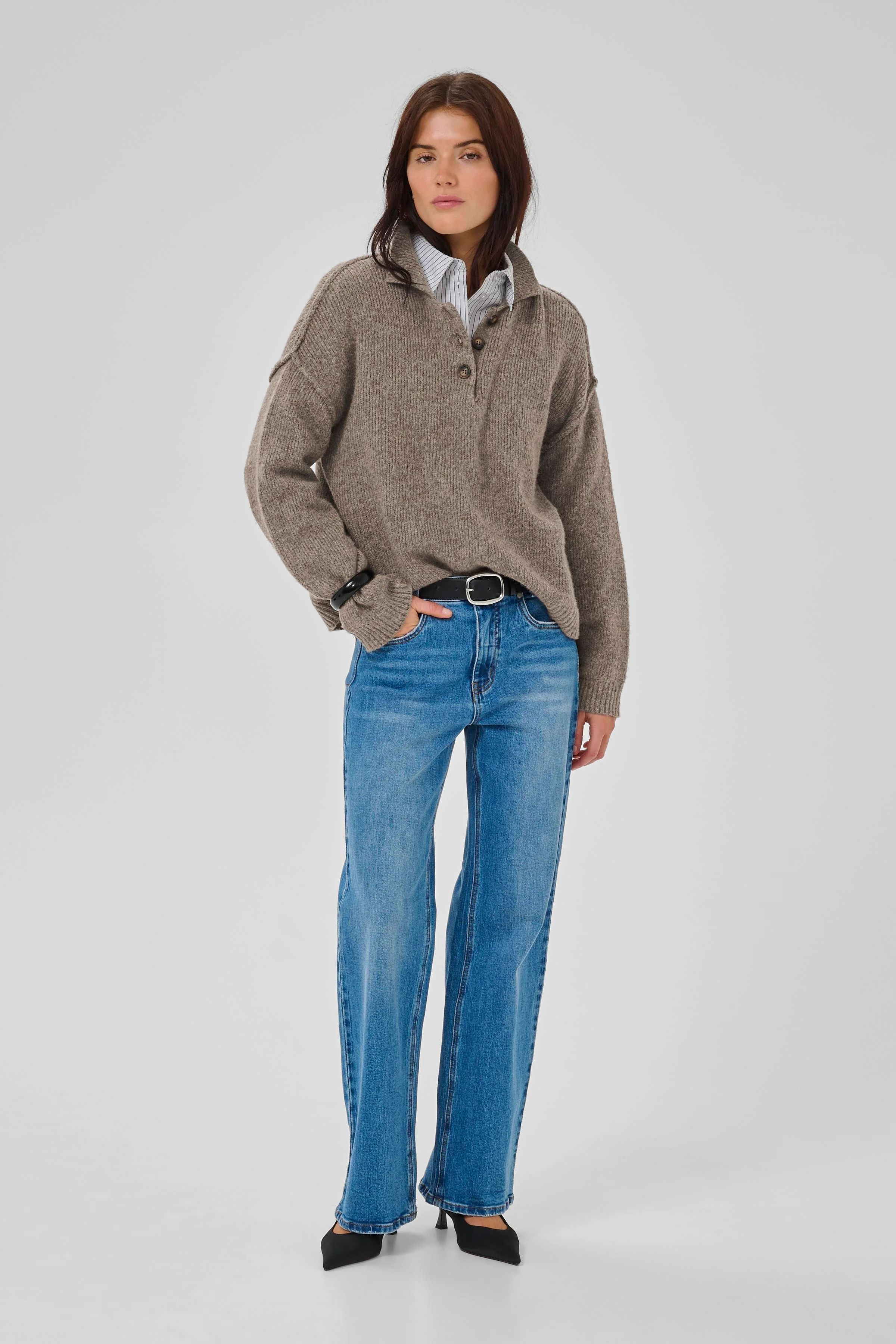 My Essential Wardrobe PalomaMW Polo Pullover Brown melange - Image 4