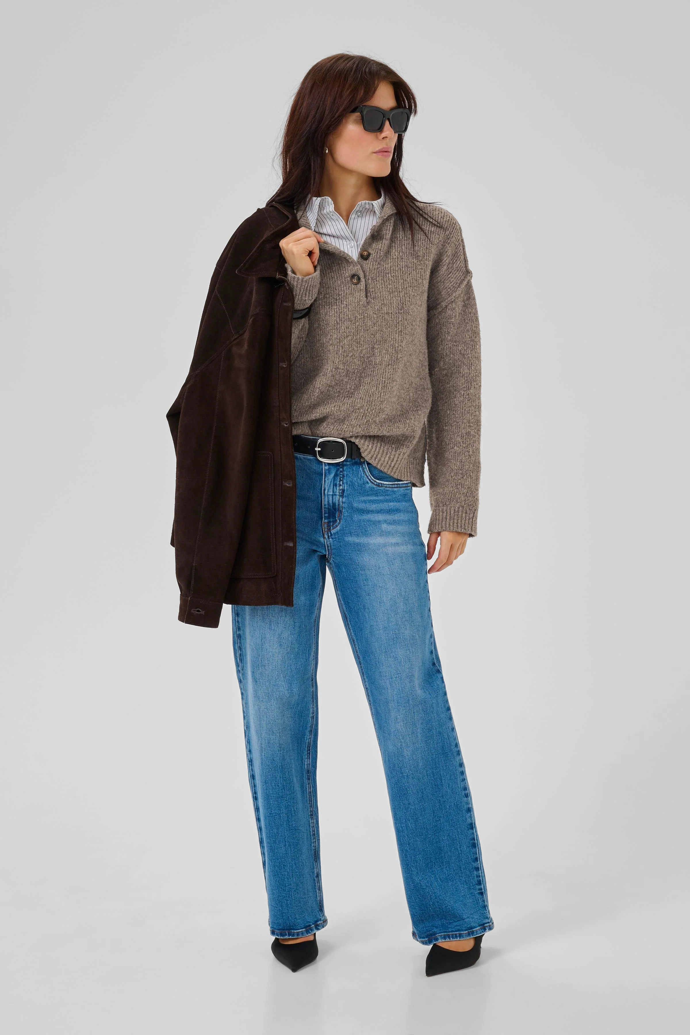 My Essential Wardrobe PalomaMW Polo Pullover Brown melange - Image 6