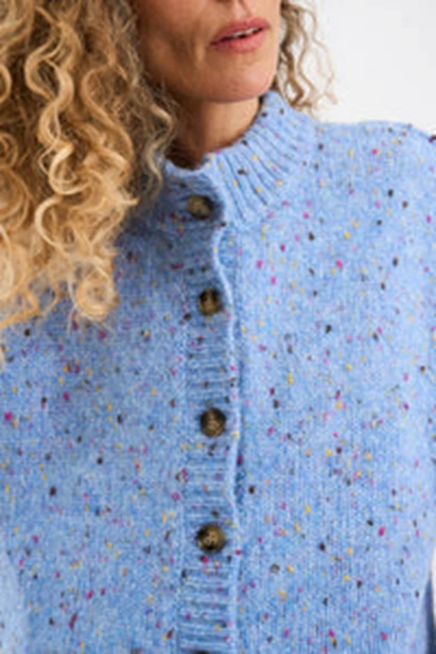 Pieszak PD-Holly Button High Neck Knit 550 Blue Mist - Image 5