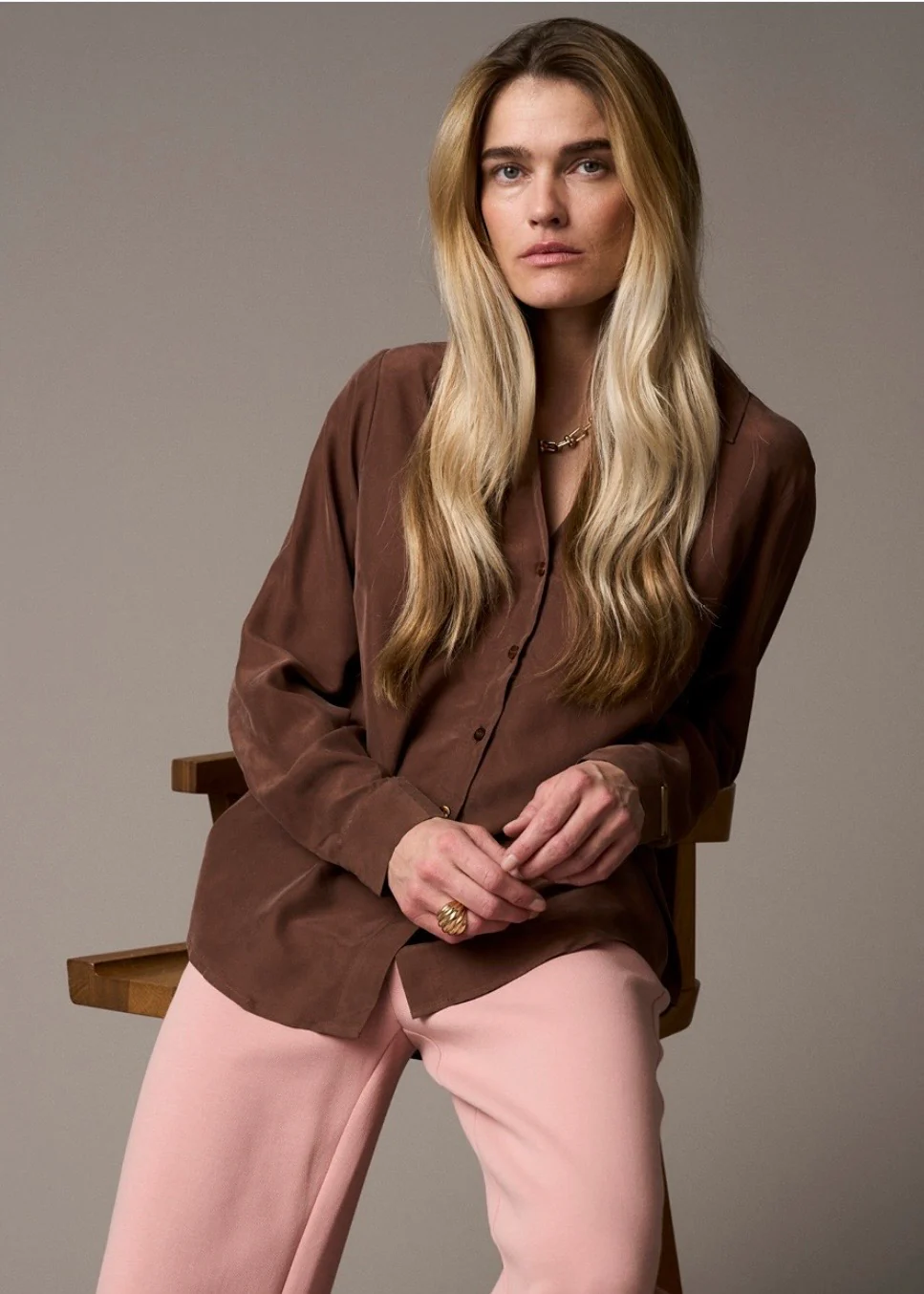 Pieszak PD-Percy Silk Shirt 71 Warm brown - Image 6
