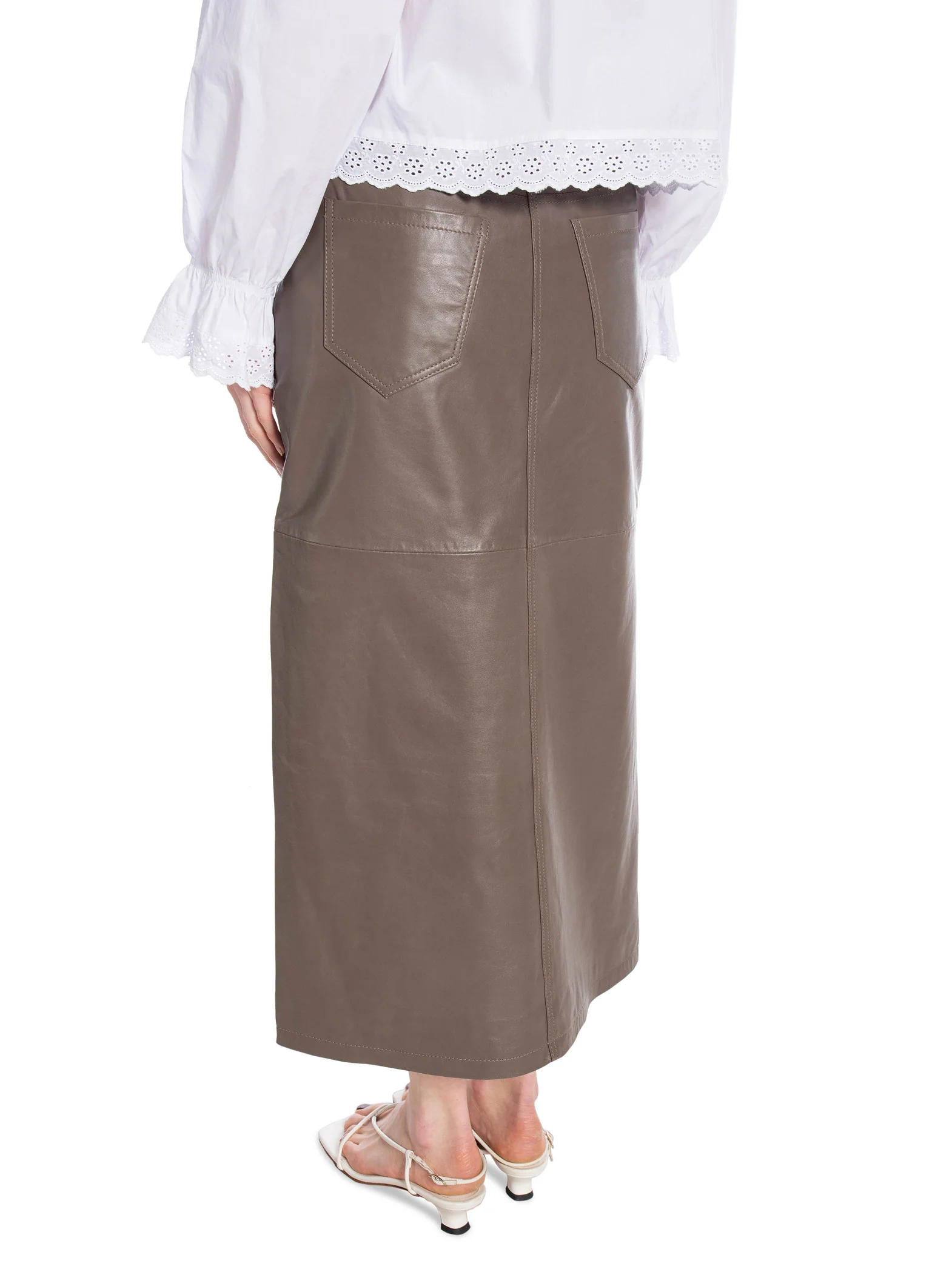 Co'Couture PhoebeCC Leather Slit Skirt Elephant - Image 5