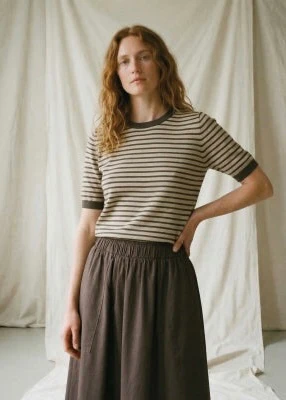 La Rouge Sailor Knit S/S Sand/brown stripe - Image 3