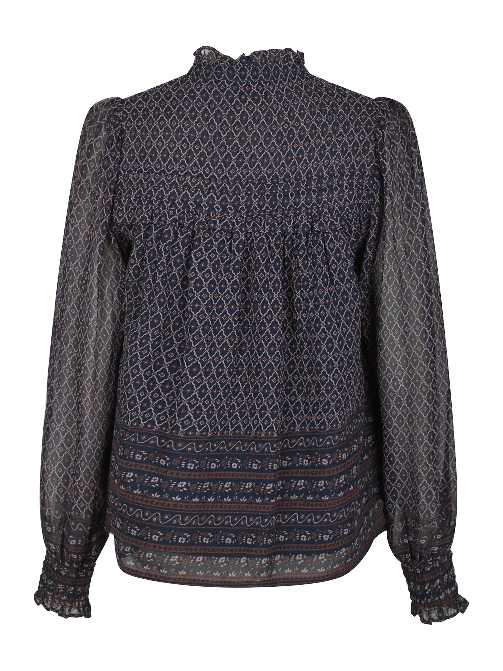 Neo Noir Rhia Border Pattern Blouse navy - Image 4