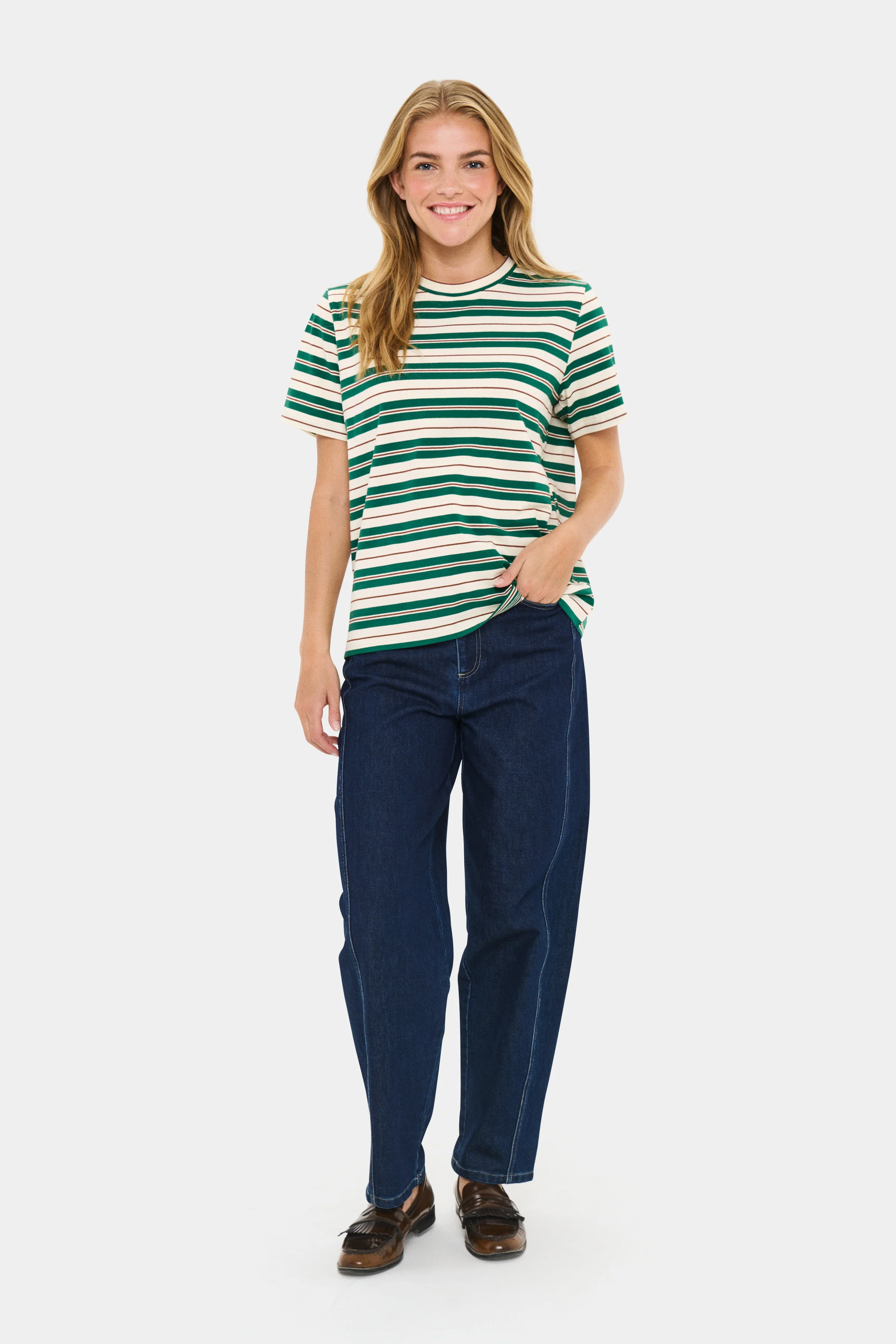 Saint Tropez Mhersz Tshirt Green multi stripe - Image 2