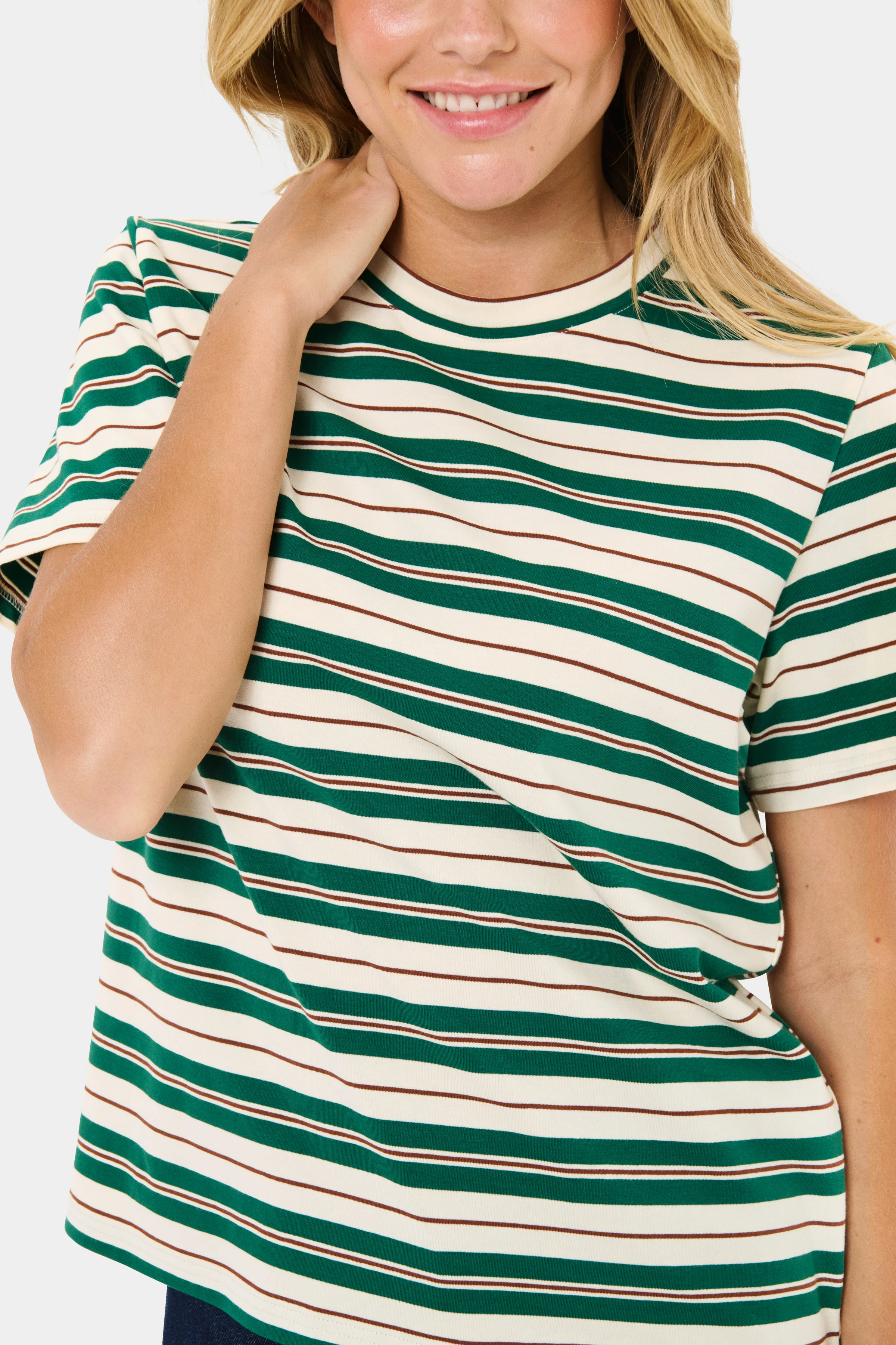 Saint Tropez Mhersz Tshirt Green multi stripe - Image 5