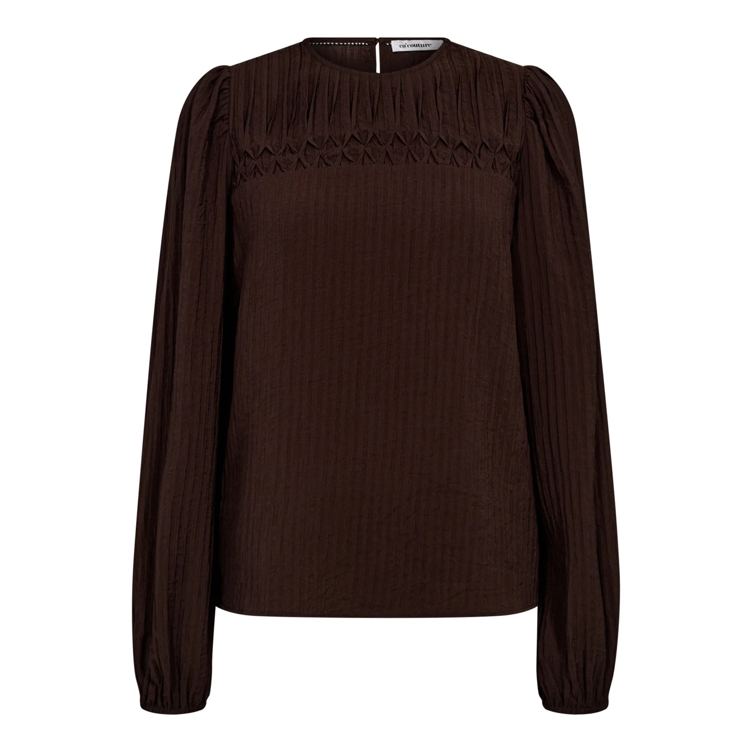 Co' Couture ShinaCC Pintuck Blouse Dark Brown - Image 3