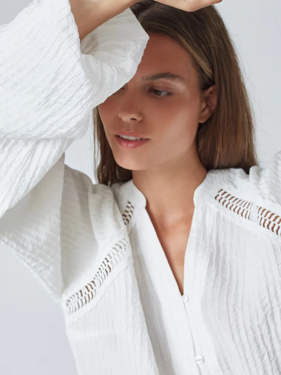 Co'Couture ShinaCC Lace v-shirt Off white - Image 3