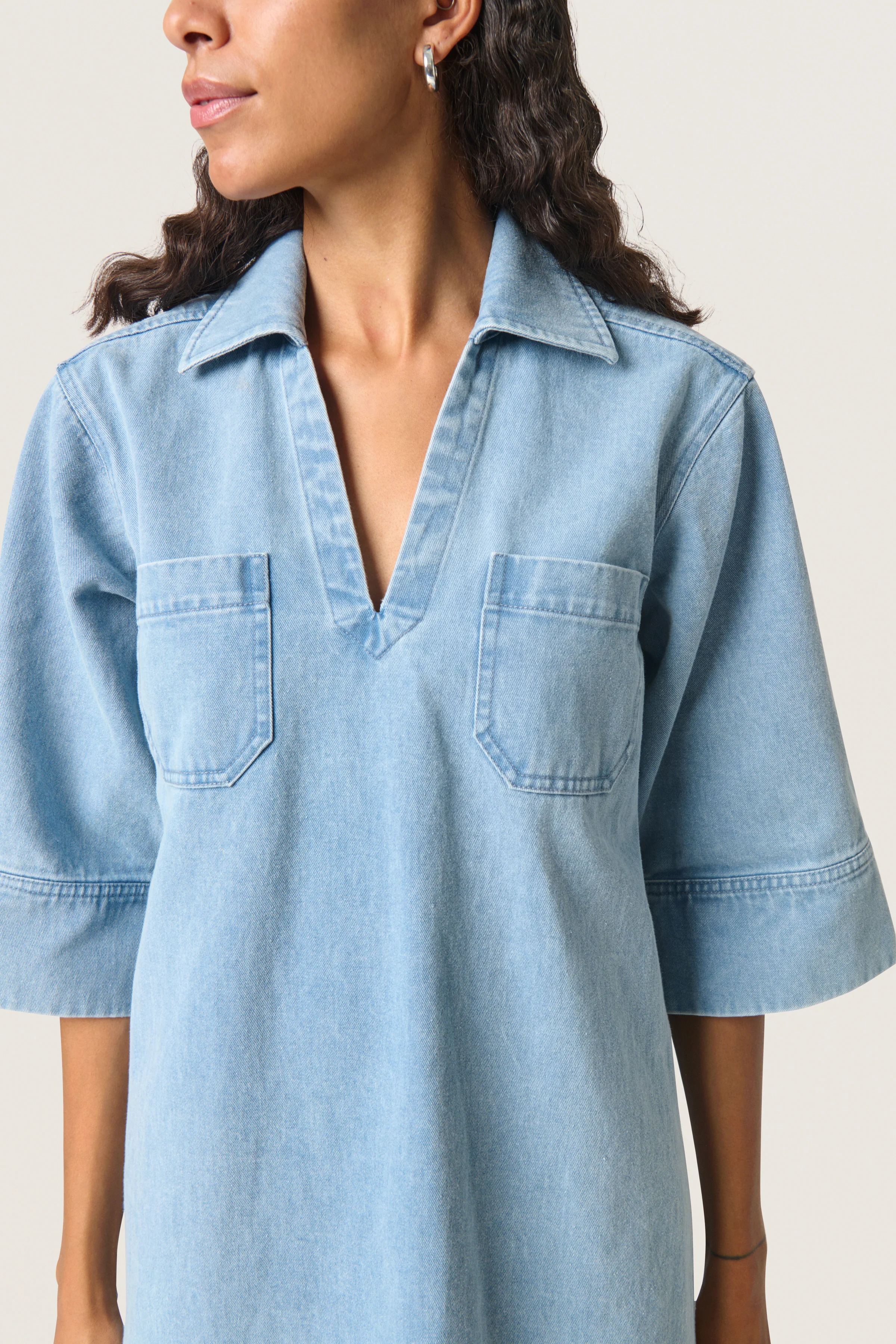 Soaked SLAnnabeth Casual Dress SS Light Blue Denim - Image 4